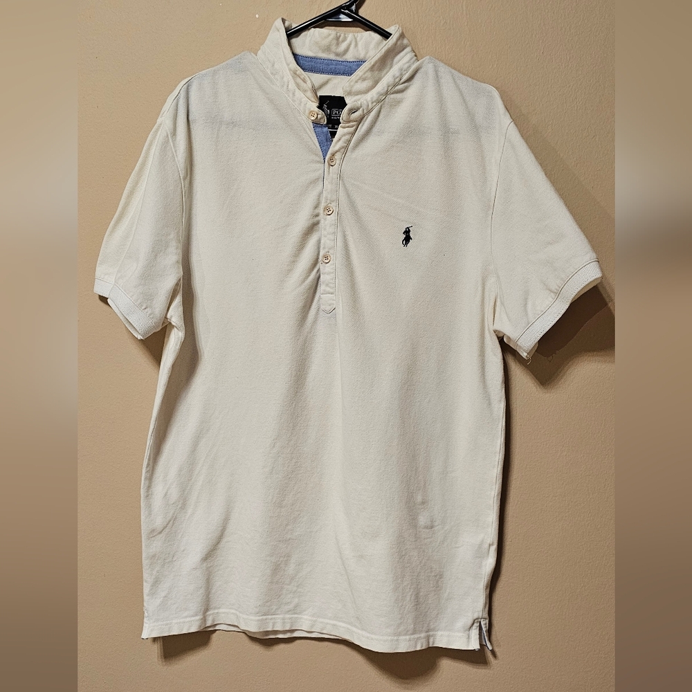 Polo Ralph Lauren Half-Collar Light White Cream Men's T-Shirt.Sz.XL.      D-1